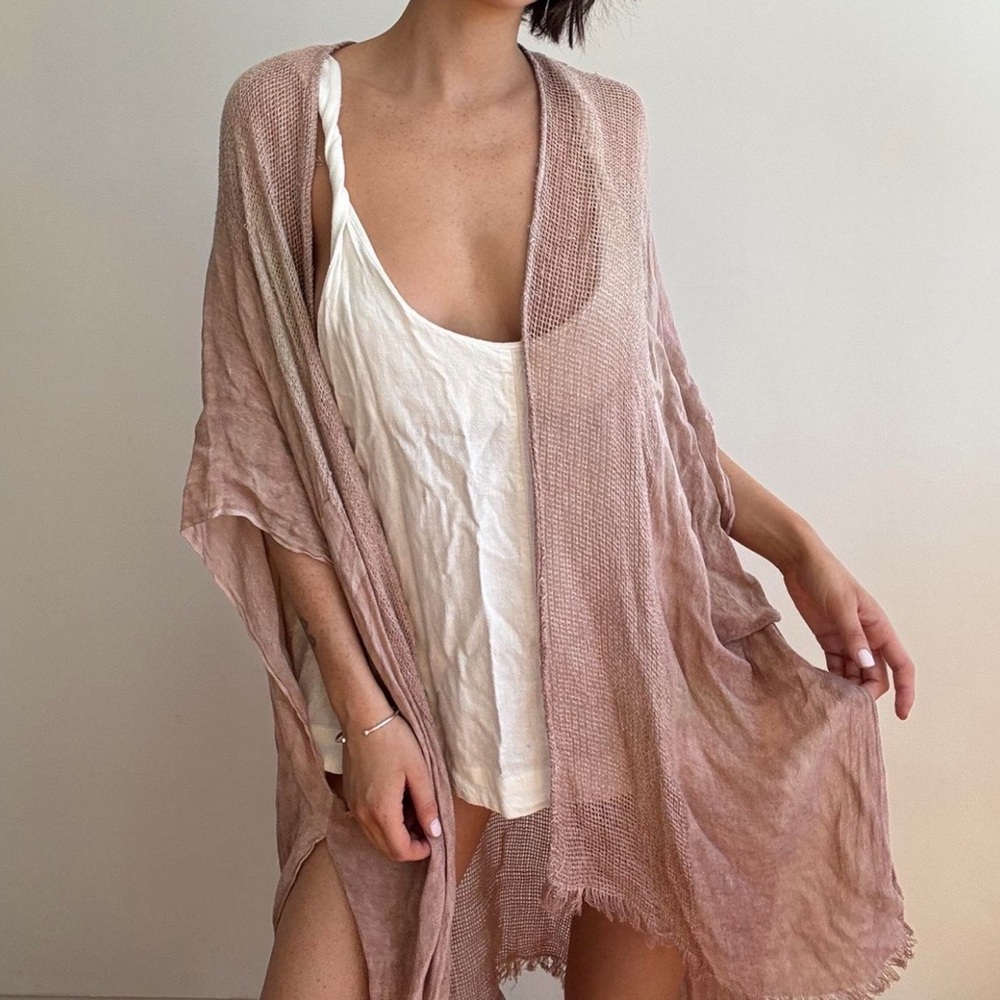 Free People Pink Daydream Washed Kimono
